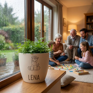 Besonderes Geschenk - Blumentopf graviert - Pferd