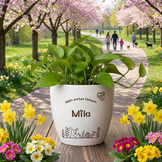 Ostergeschenk - Blumentopf graviert - Erstes Ostern