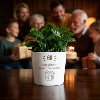 personalisierter Blumentopf Geburtstag „Glossy White“