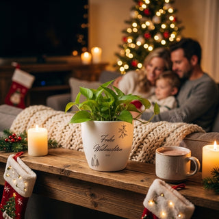 Weihnachtsgeschenk - Blumentopf graviert - Oh Tannenbaum