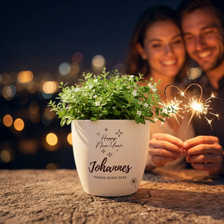 Besonderes Geschenk - Blumentopf graviert - Happy New Year
