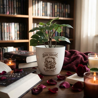Dark Romance Bookie-Blumentopf – Für Book Lover, Leseecke & Bücherregal, Cozy & Mystisch