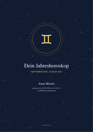 Jahreshoroskop-PDF: der Umschlag mit deinem Zeitraum