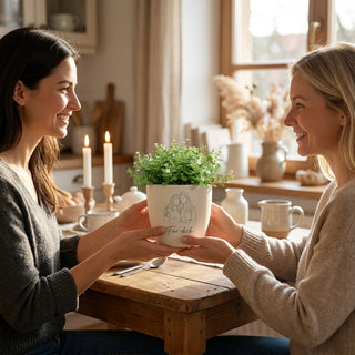 Personalisierter Blumentopf als Geschenk – graviertes Motiv aus dem eigenen Foto