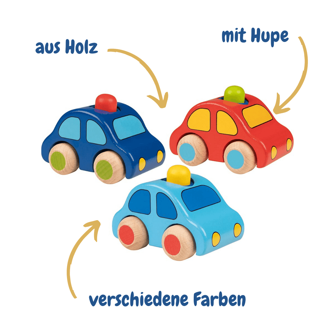Holzauto mit Hupe von Goki in verschiedenen Farben entdecken – Naturmacher