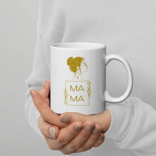 Weiße, glänzende Tasse - Mama