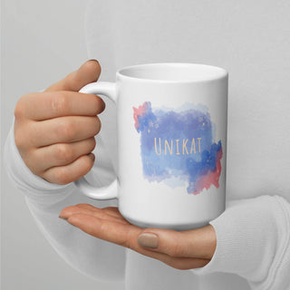 Weiße, glänzende Tasse - Unikat