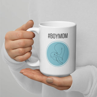 Біла глянцева кухоль - #boymom