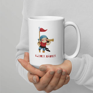 Weiße, glänzende Tasse - Kleiner Räuber