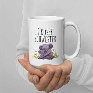 Weiße, glänzende Tasse - Grosse Schwester