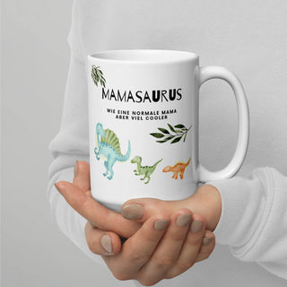 Weiße, glänzende Tasse - Mamasaurus